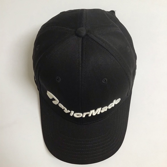 TaylorMade Golf Hat White Black M1 TP5 Hook Loop Strap Back Tour Cap Embroidery - Picture 9 of 11